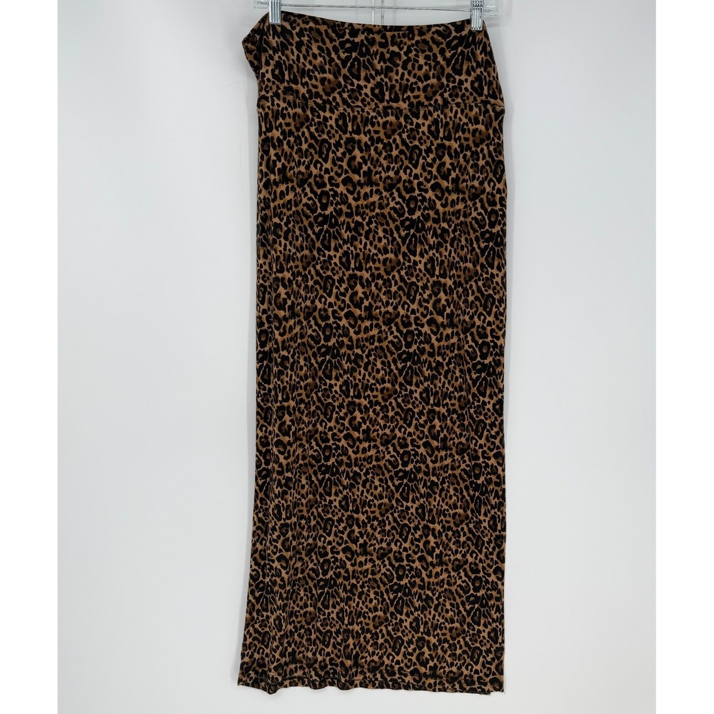 No Boundaries Maxi Skirt Womens Large Brown Leopard Print Side Slit Y2K Mob Wife